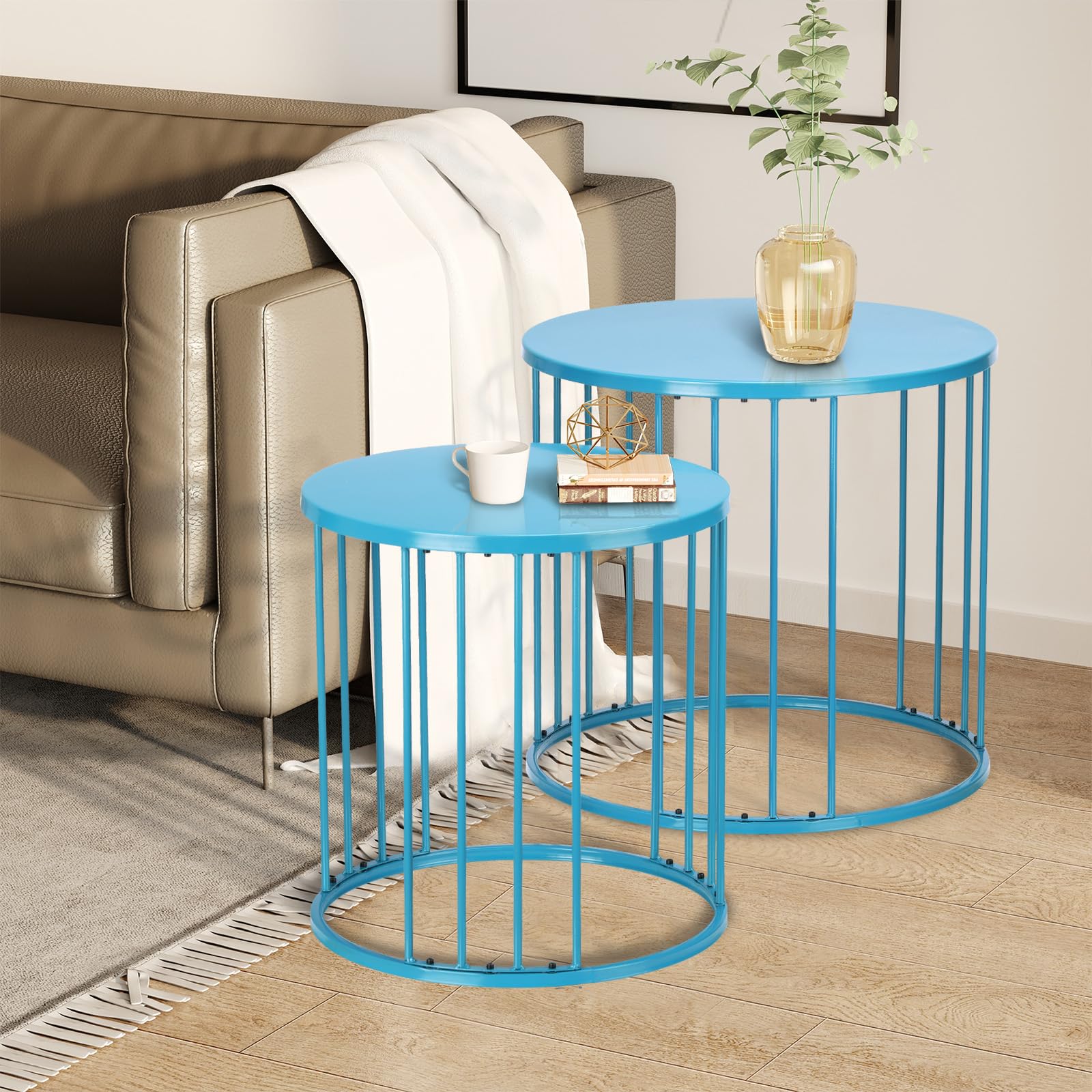 Metal Round Nesting Side Table Set of 2