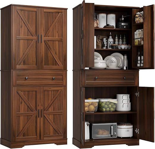 71-Inch Tall Pantry Storage Cabinet with Drawer & 6 Shelves