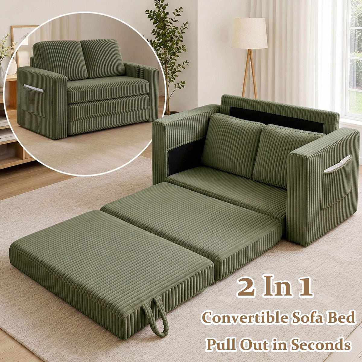 Corduroy Loveseat Sofa Bed