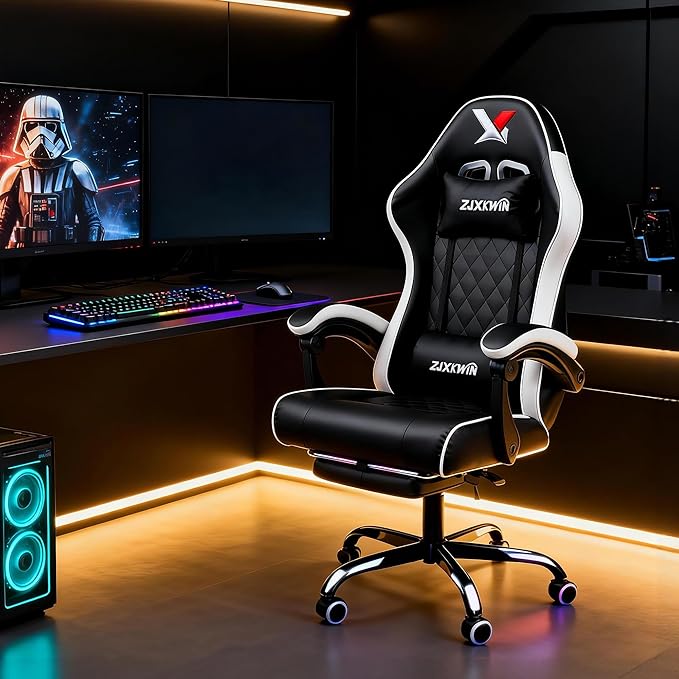 Ergonomic High-Back Gaming Chair with Footrest