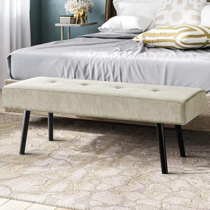 Corduroy Padded Entryway Bench