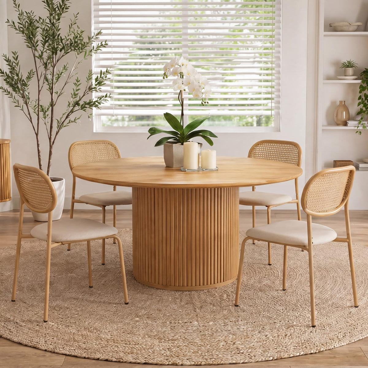Rattan Dining Chairs, Set of 4