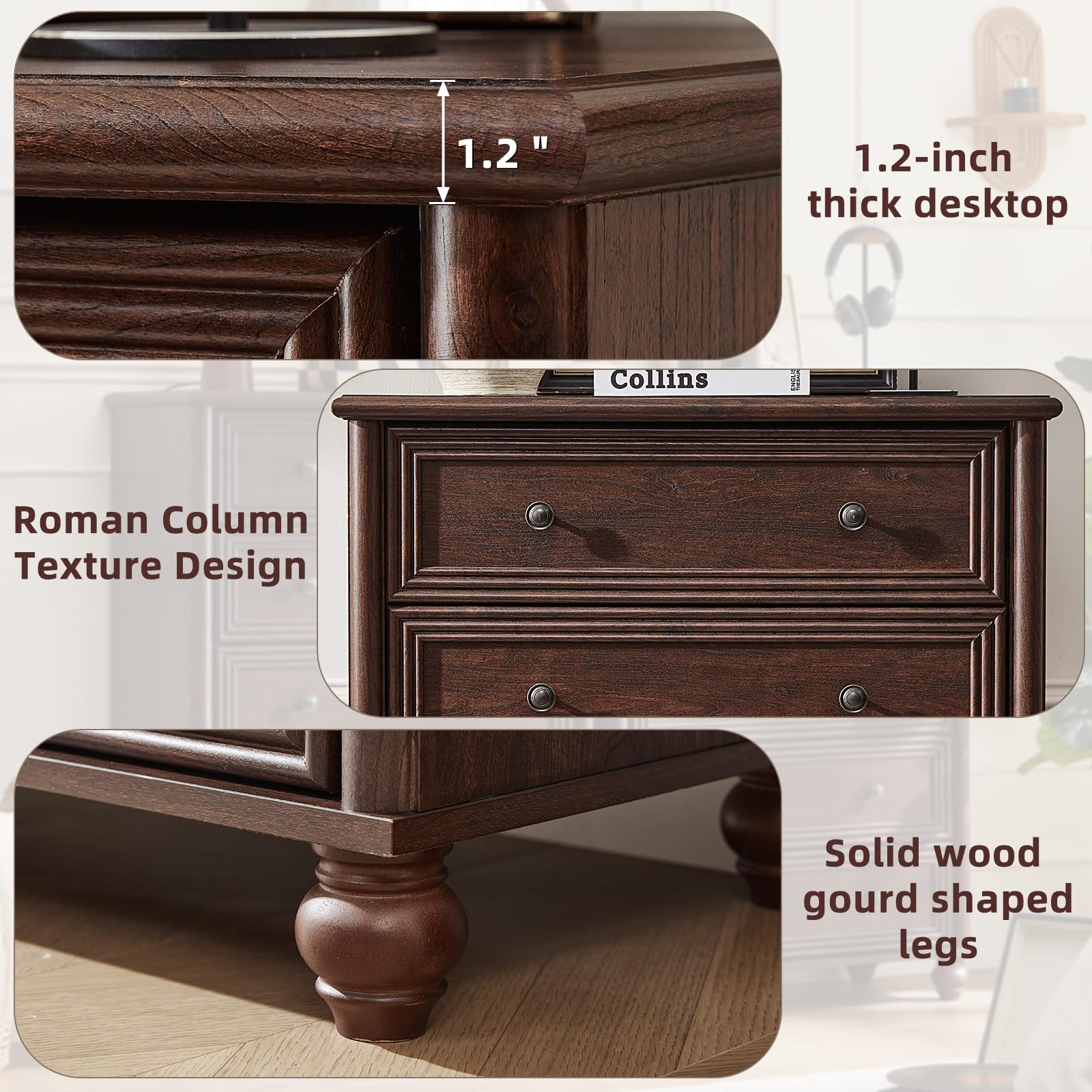 Farmhouse 5-Drawer Tall Dresser with Metal Handles