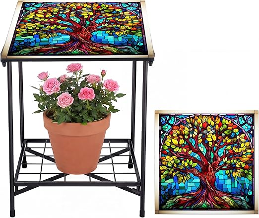 2-Tier Metal Outdoor Side Table