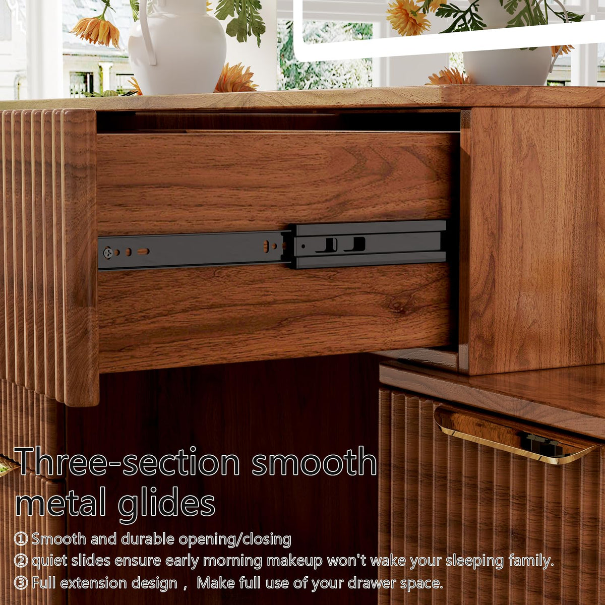 8-Drawer Vanity Desk with LED Mirror