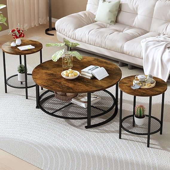 3-Piece Coffee & End Table Set with Storage