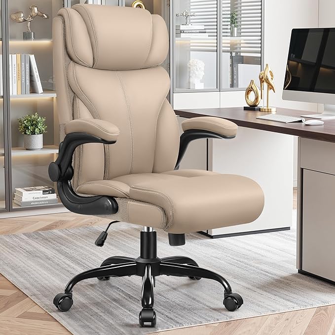 High-Back Ergonomic Office Chair with Flip-Up Armrests