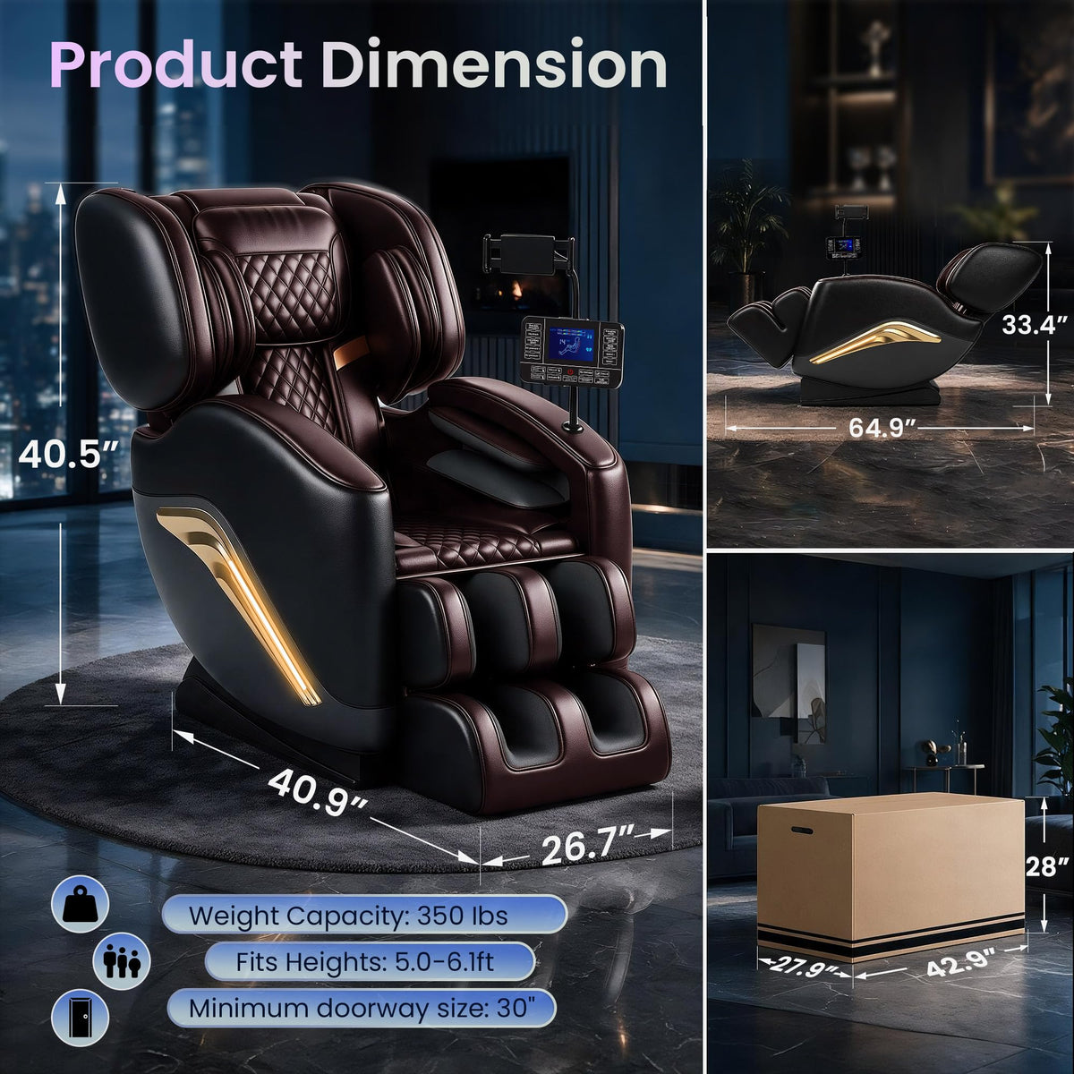 Massage Chair Full Body Zero Gravity Massage Chair with Back Cushion,Brown