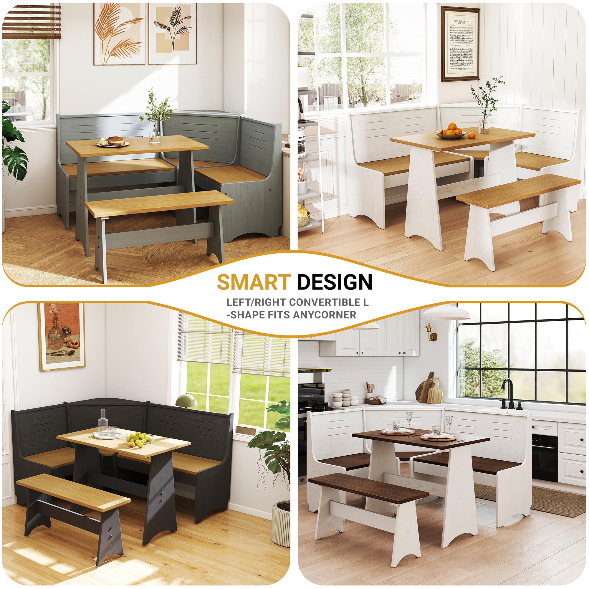L-Shaped Corner Breakfast Nook Dining Set