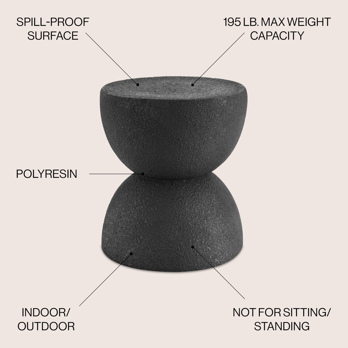 Hourglass Polyresin Side Table