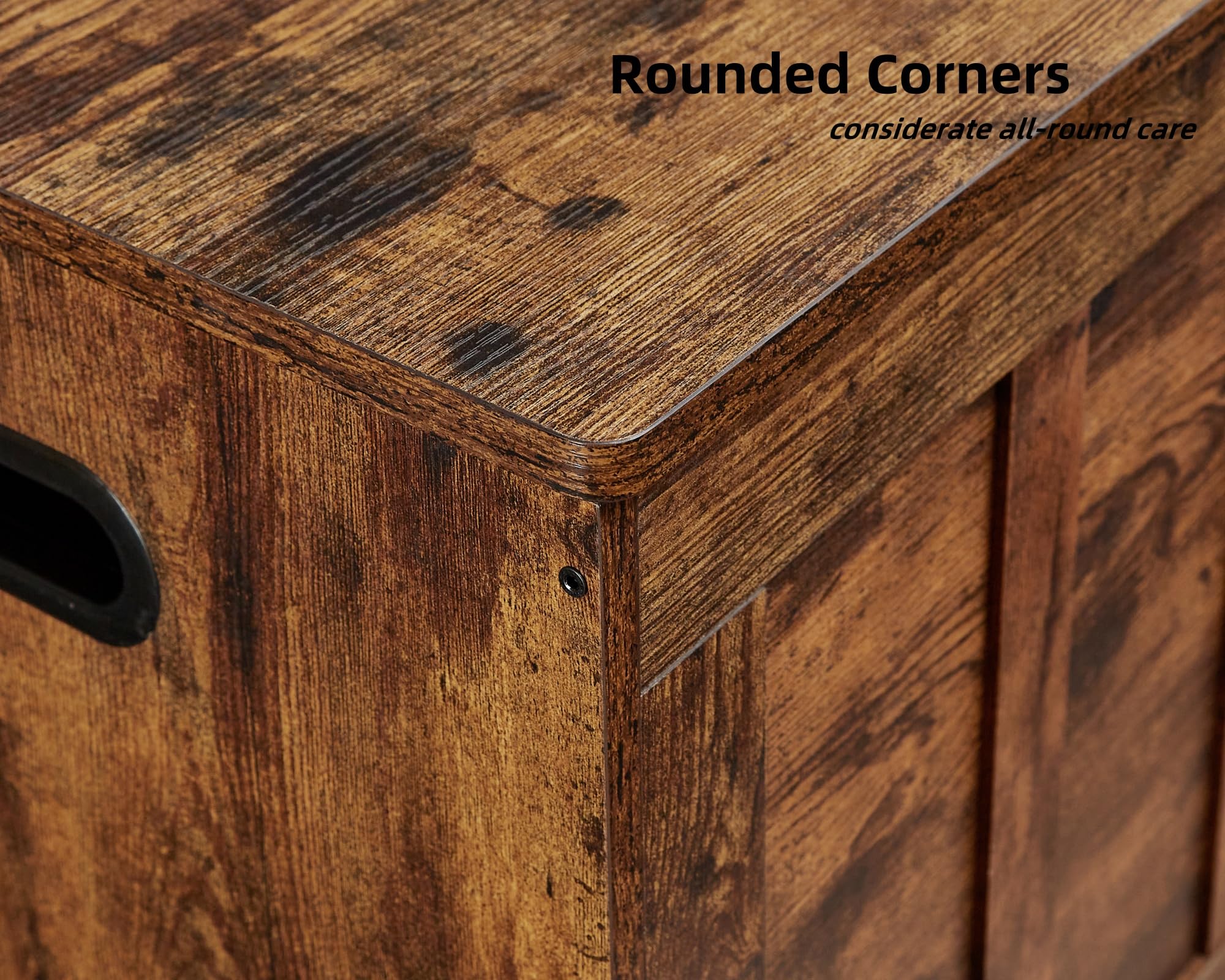 Large Wooden Storage Bench with Safety Hinges