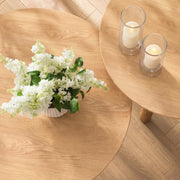 Yechen Nesting Coffee Table Set of 2, Round Wooden Veneer Coffee Table and Side Table Set, Circle Modern Center Tables with Smooth Thick Design for Living Room, Office, or Apartment