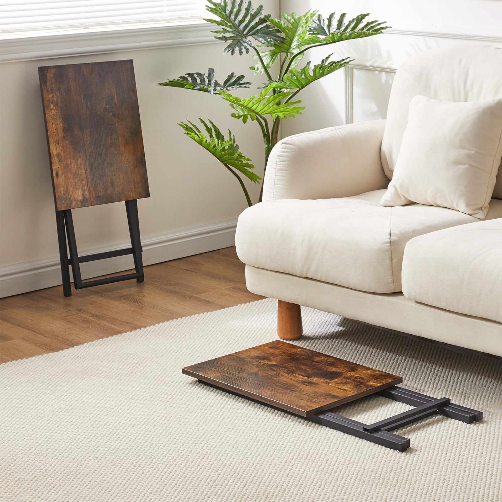 Foldable TV Tray Table Set of 2 with Removable Serving Tray