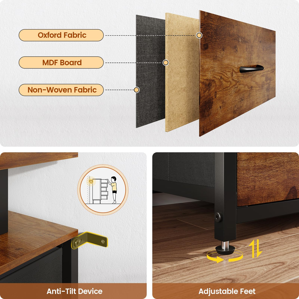 BTHFST 12 Drawers TV Stand Dresser for Bedroom for 55, 60, 70 inch TV