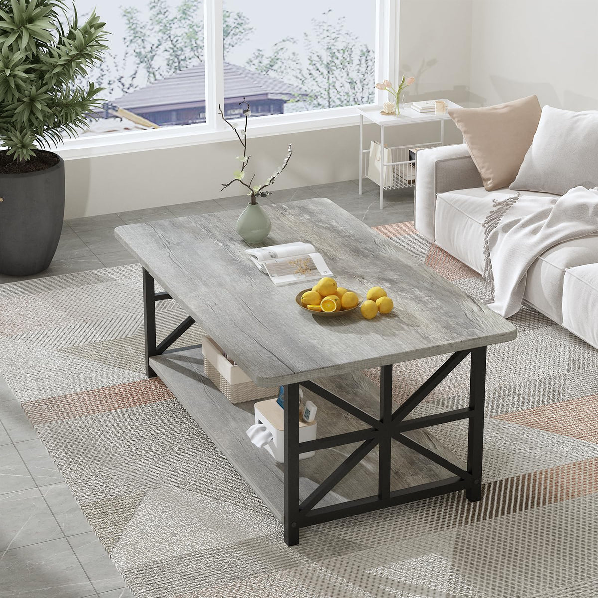 Gray Coffee Table with Storage