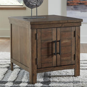 Rustic Wood Storage End Table