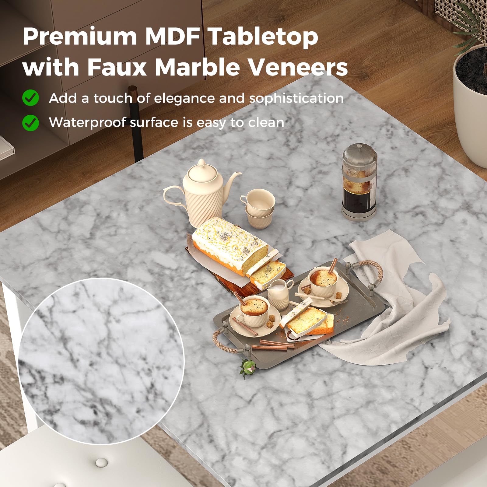 Counter Height Dining Table Set with 4 Bar Stools