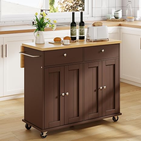 Kitchen Island Cart on Wheels with Storage