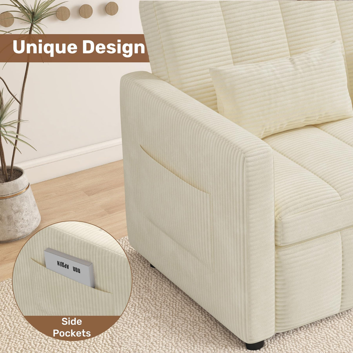 3-in-1 Convertible Loveseat Sofa Bed