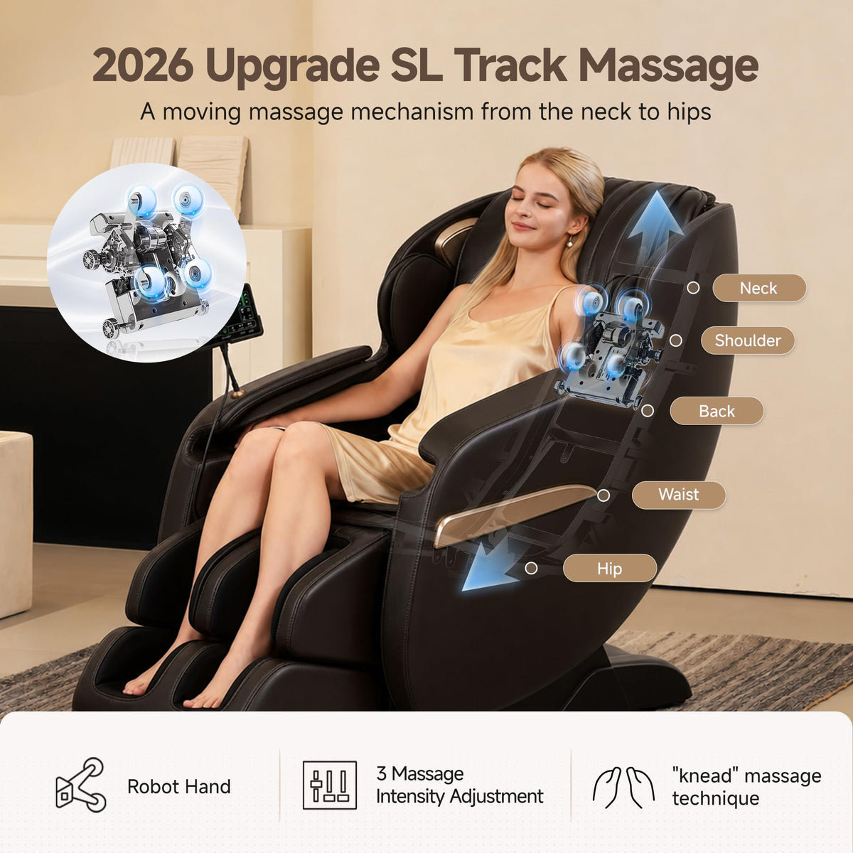 Real Relax 2026 SL-Track Massage Chair, Recliner Full Body Zero Gravity
