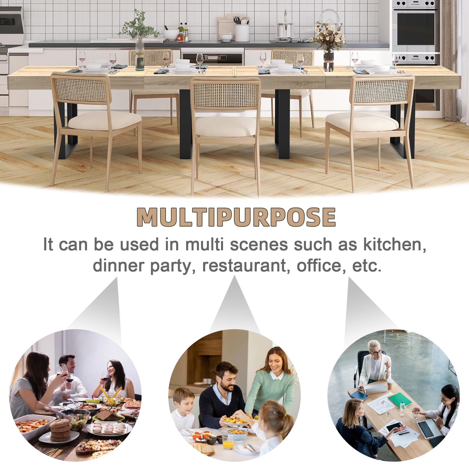 Extendable Dining Table 63"-79", Seats 6-10