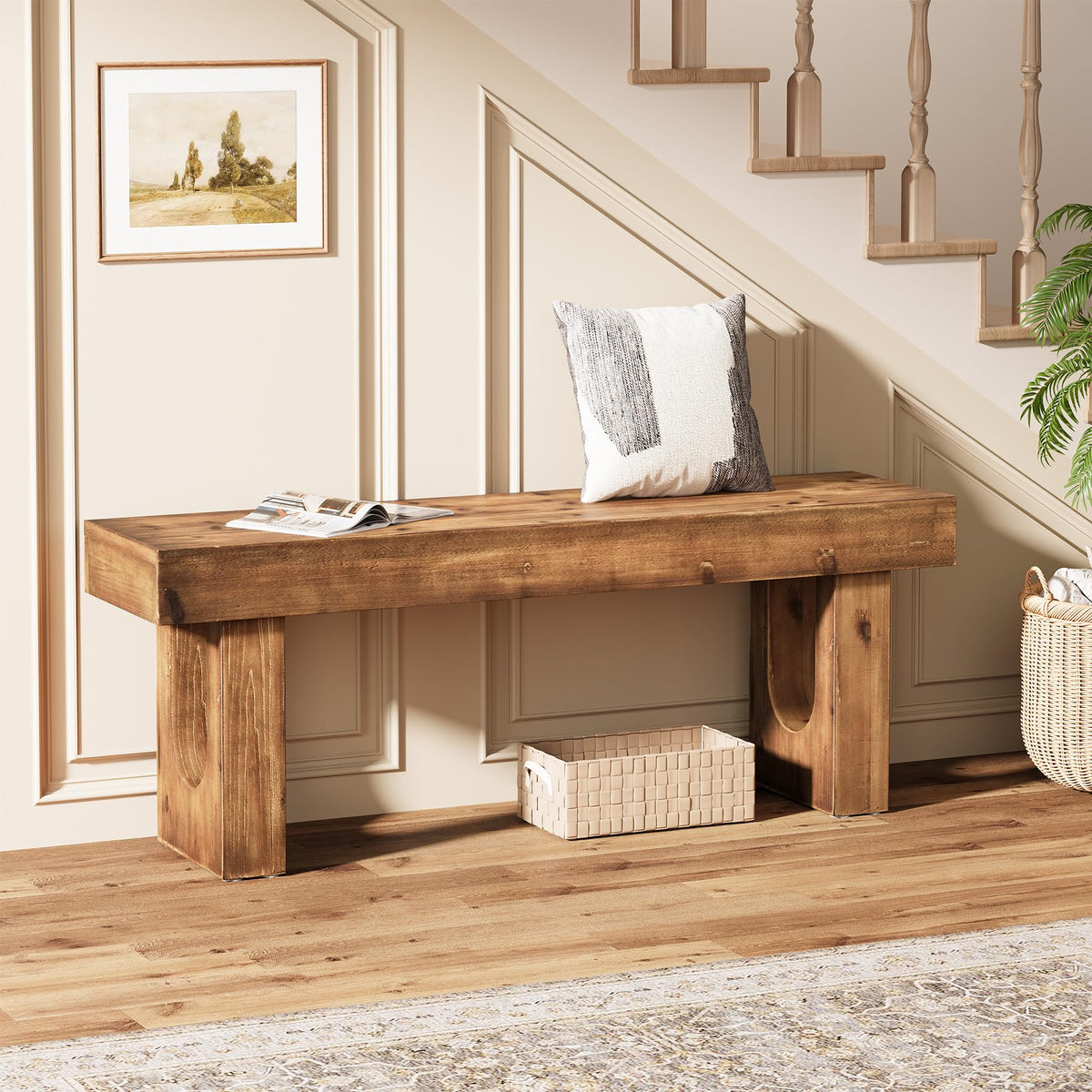 Rustic Wood Entryway Bench