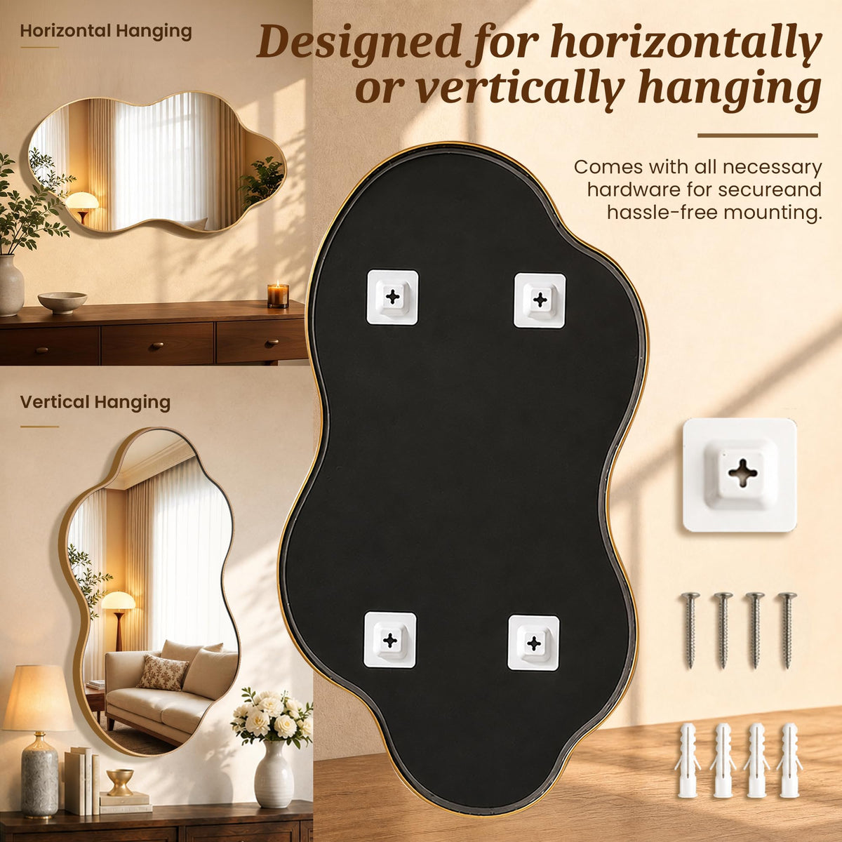 Gold Asymmetrical Wall Mirror
