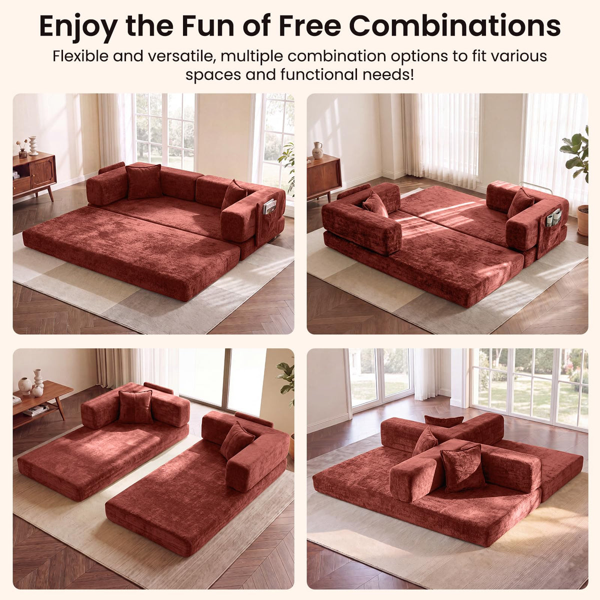 SOULYIZY 79" Convertible Sofa Bed,5‑in‑1 Boneless Couch for Living Room