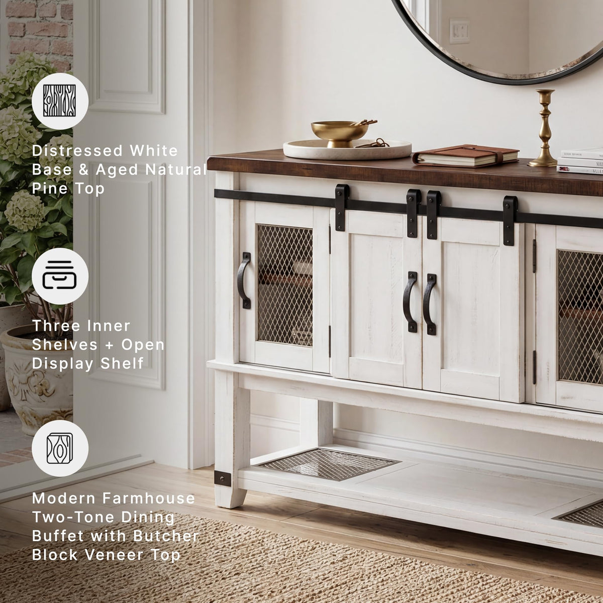 Signature Design by Ashley Valebeck Buffet Sideboard, Farmhouse Coffee Bar
