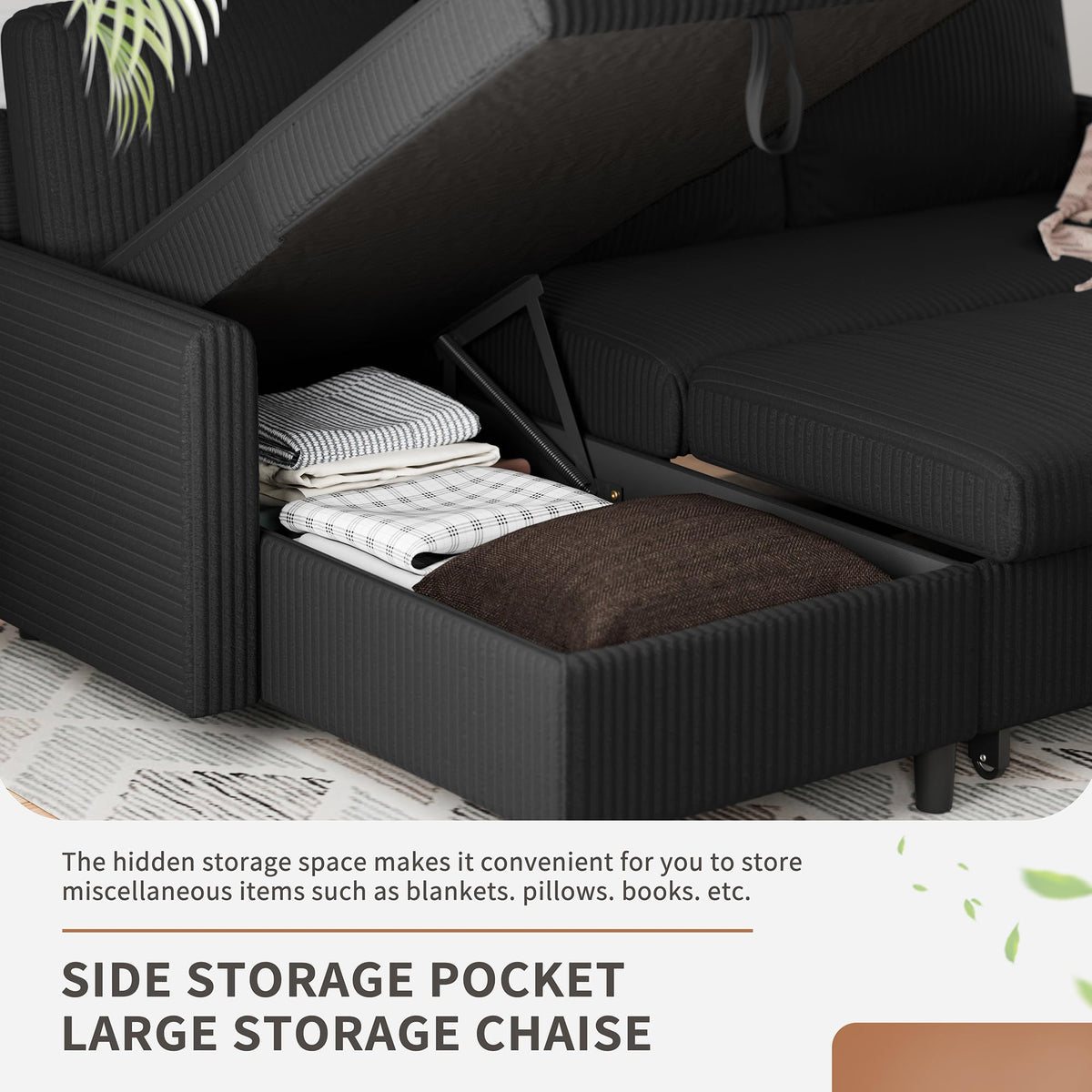 Corduroy Sectional Sleeper Sofa