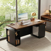 71" Electric Standing Desk with Privacy Panel & Charging Station