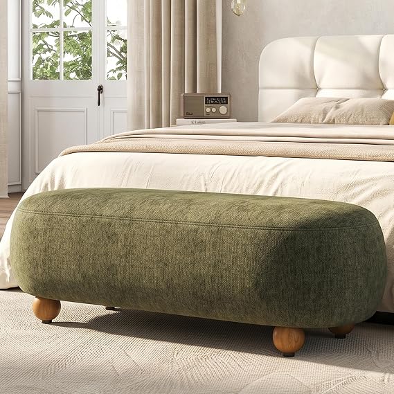 Oatmeal Linen Upholstered Bench