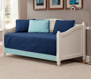 Linen Plus 5pc Daybed Cover Solid Embossed Bedspread New (Navy Blue/Light Blue)