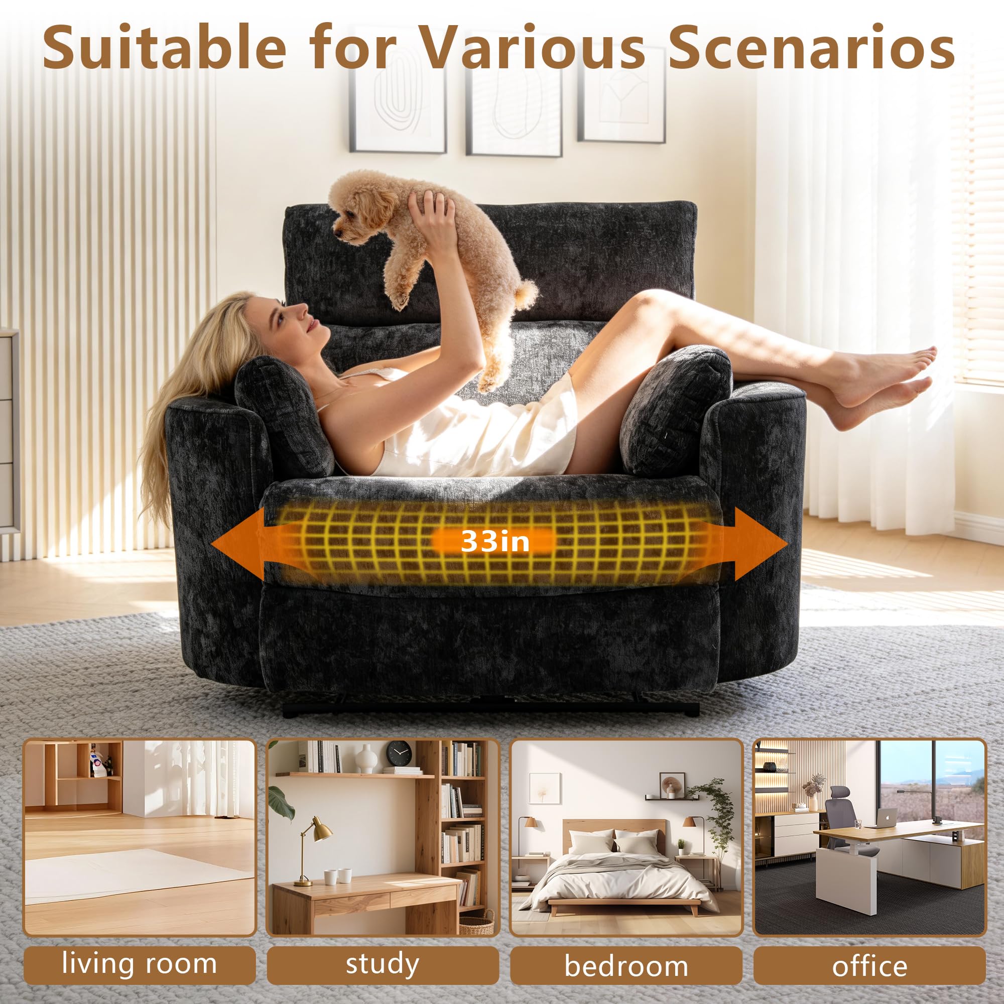 Oversized Power Recliner Chair – 52" Wide, Big & Tall, USB Charging