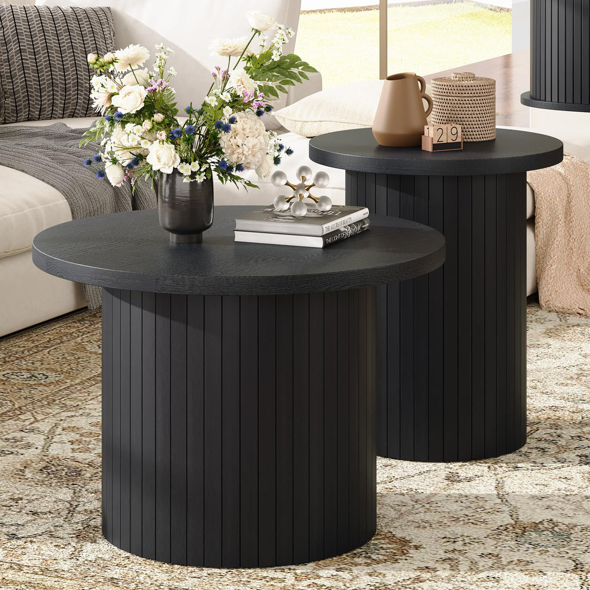 Round Wood Nesting Coffee Tables