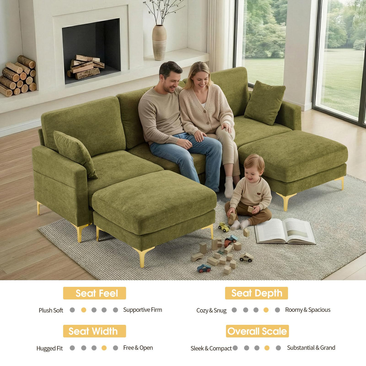 Chenille U-Shaped Sectional Sofa