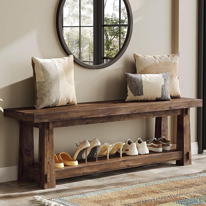 Solid Wood Shoe Storage Bench