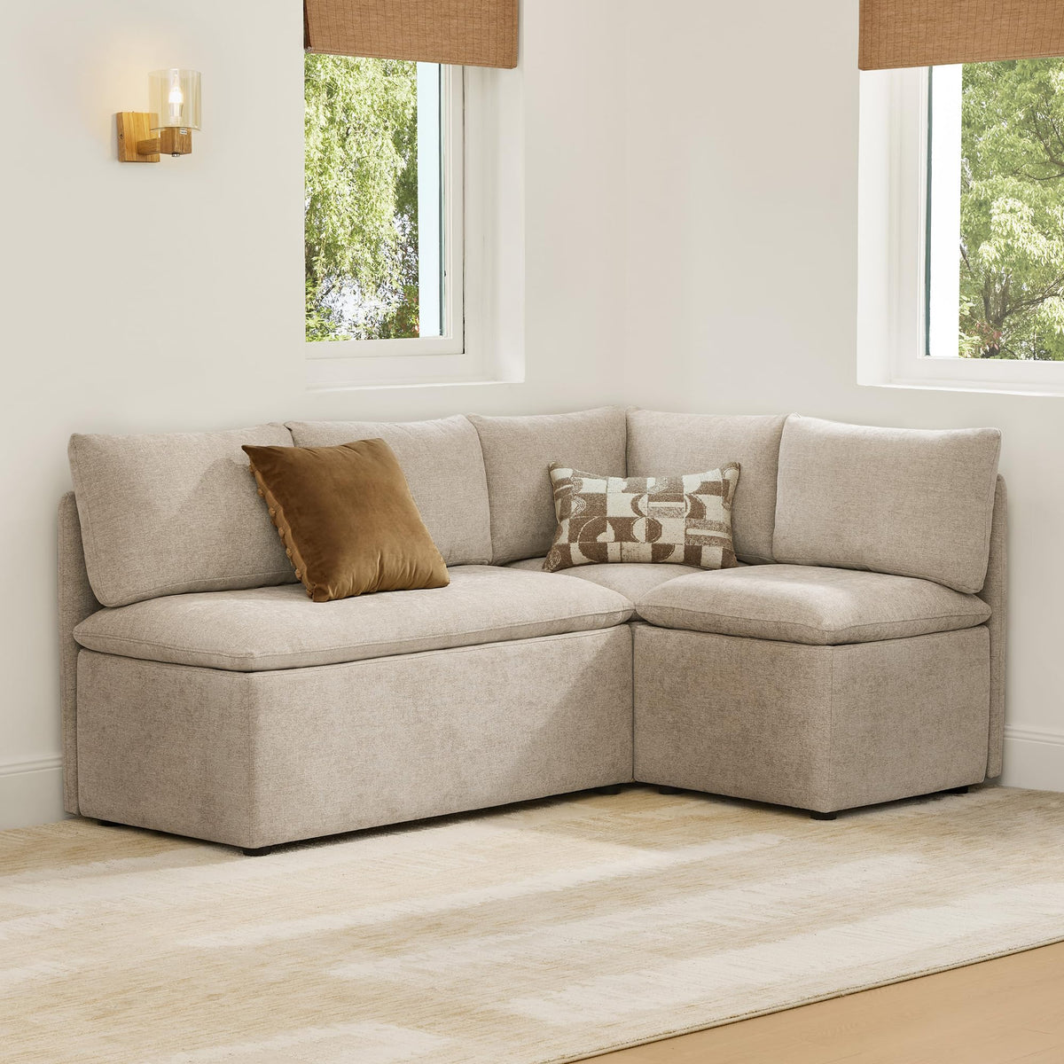 CHITA Breakfast Nook Bench with Storage, Banquette Seating, 4 Seats, Khaki