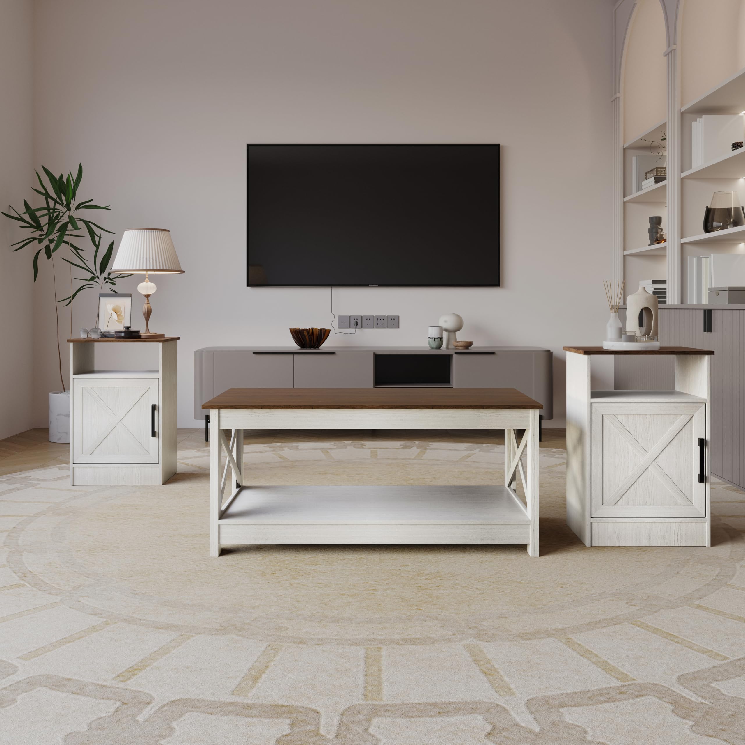 3-Piece Rustic Coffee Table Set with Storage