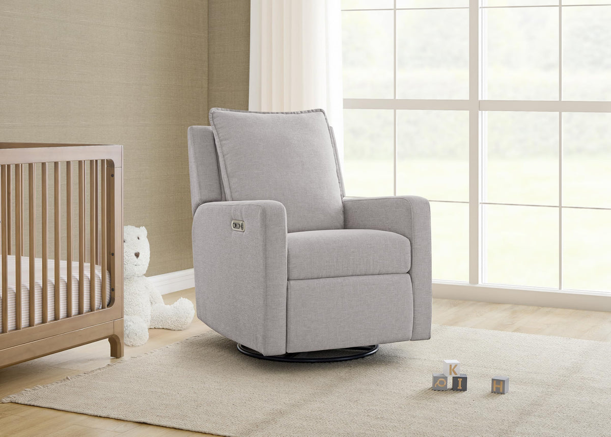 Delta Children babyGap Harlowe Power Recliner with USB-A & Charging Port Greenguard Gold Certified – Stain-Resistant Performance Fabric is Oeko-TEX Standard 100 Certified, Ash