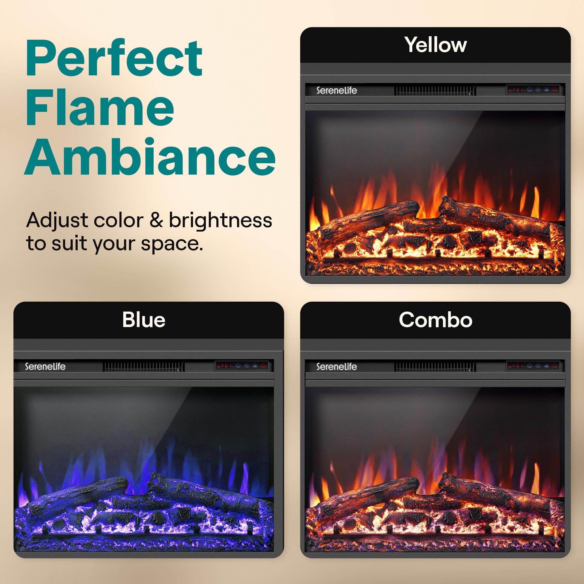 Wall-Mounted Electric Fireplace Insert with Heater