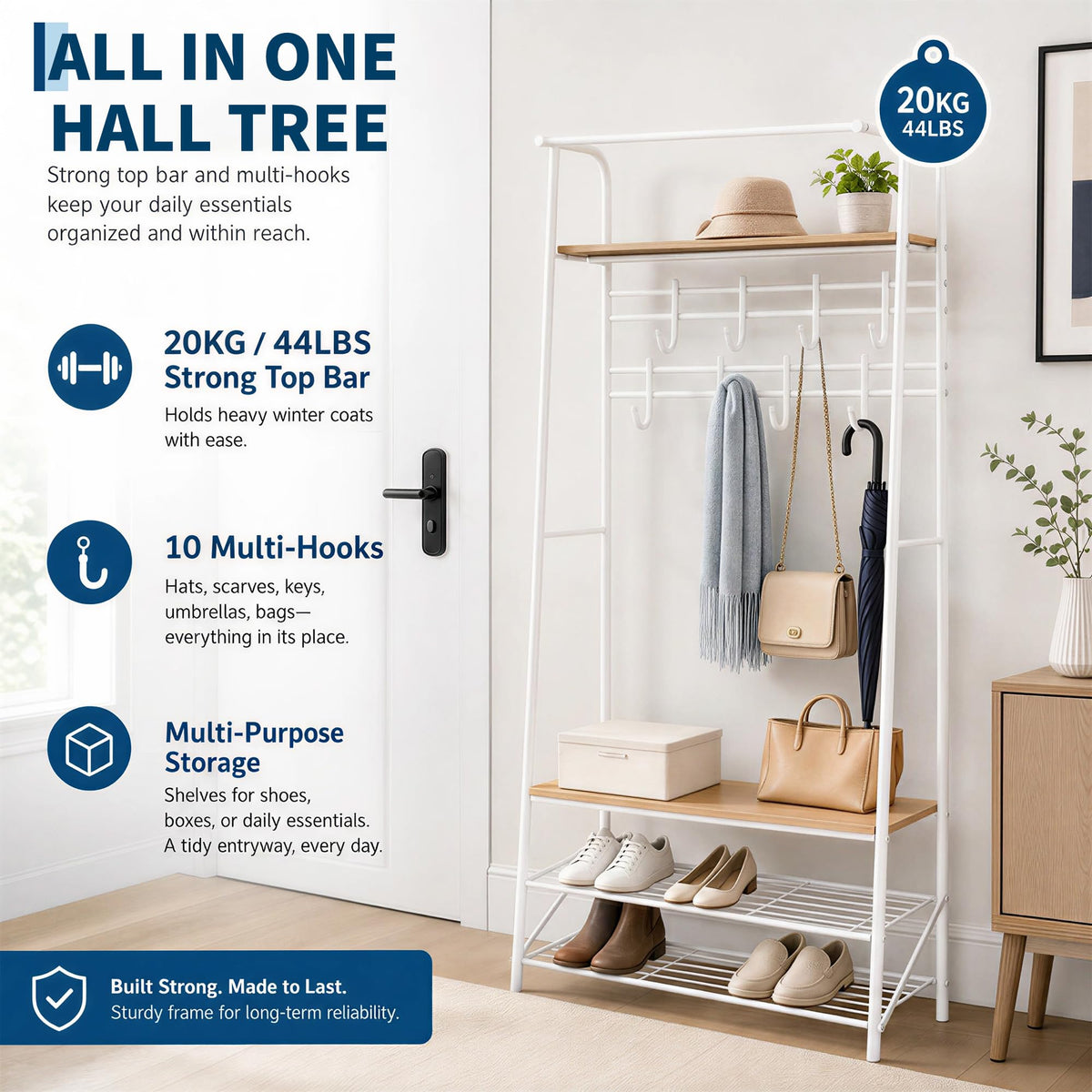 4-in-1 Hall Tree with Bench