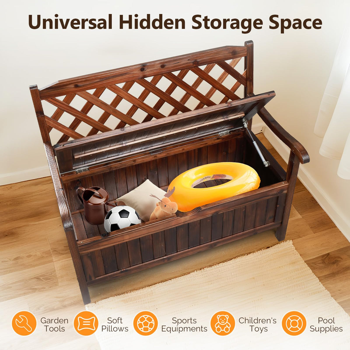 Wood Outdoor Storage Bench