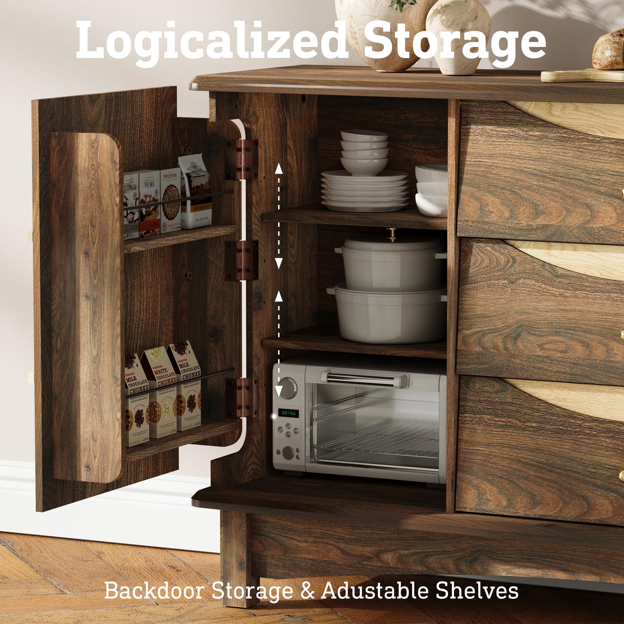 Modern Buffet Cabinet with Drawers & Sliding Tray