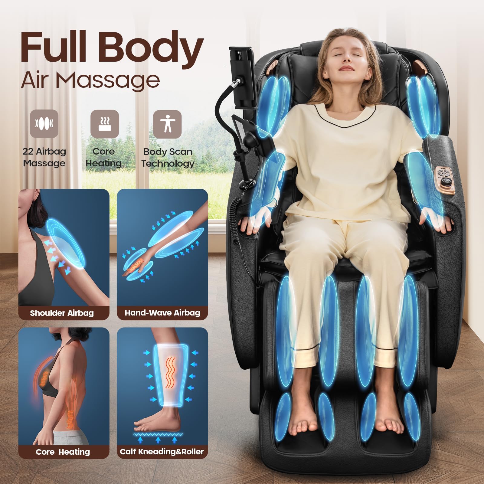 4D Full Body Massage Chair with Extended SL Track