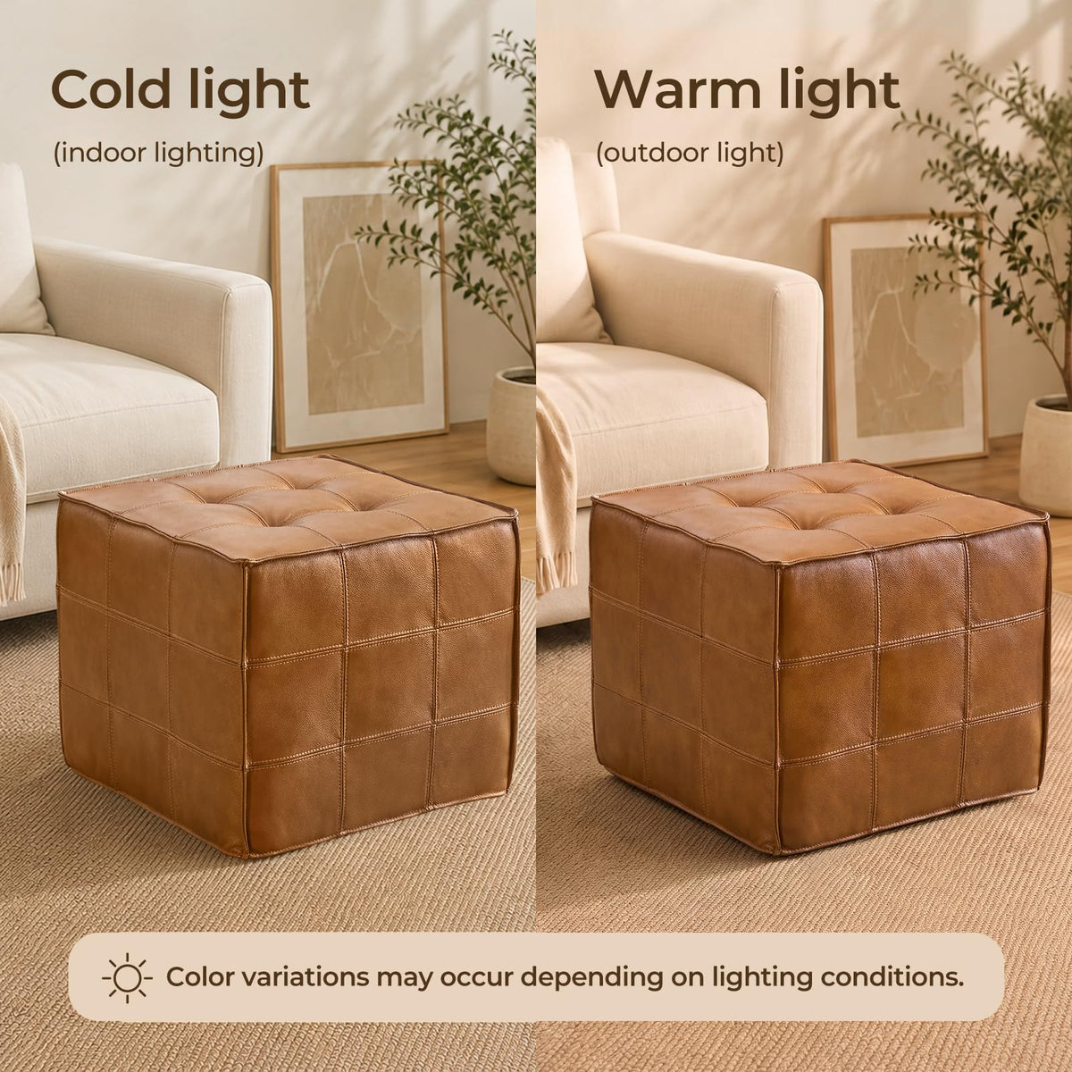Square Leather Ottoman