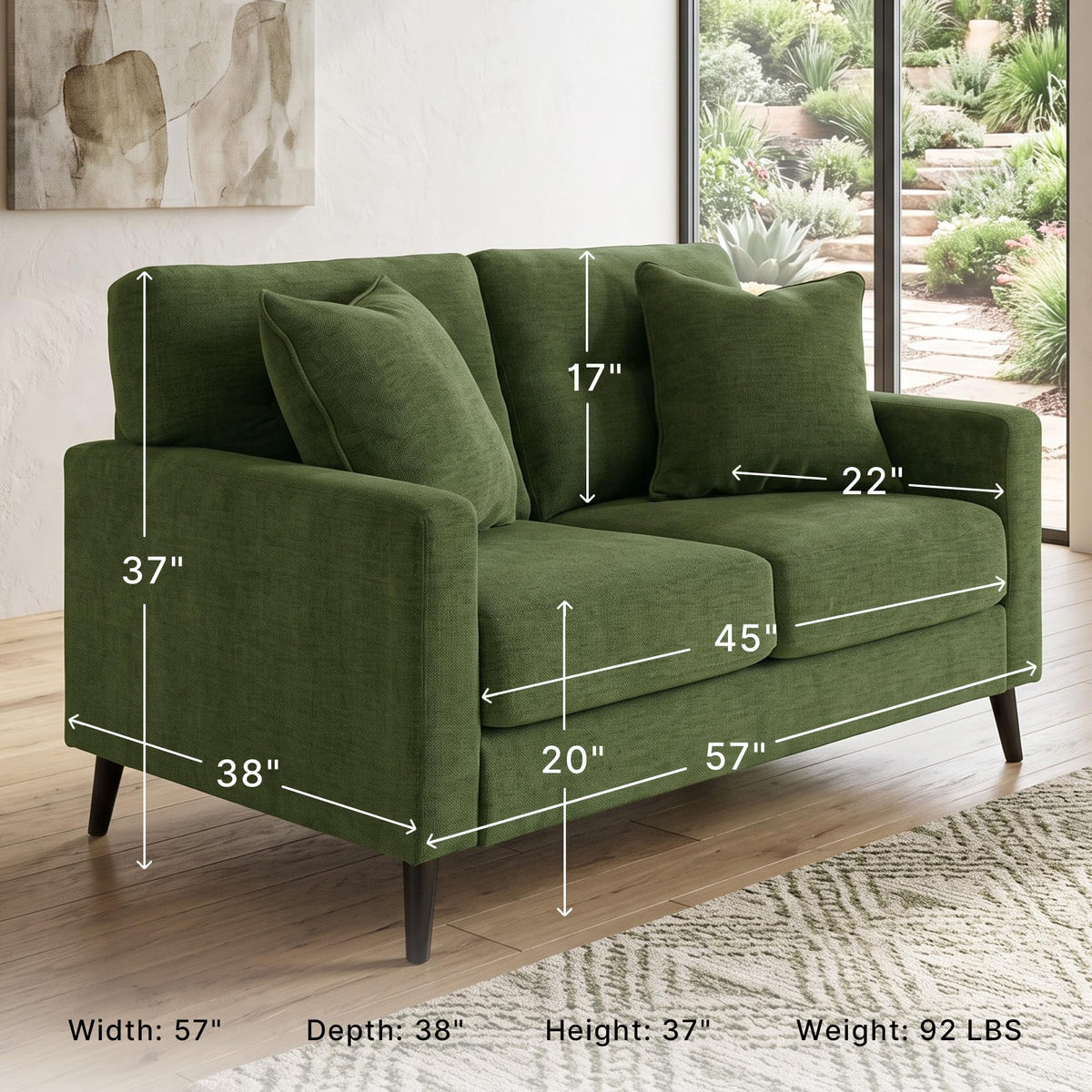 Mid-Century Chenille Loveseat