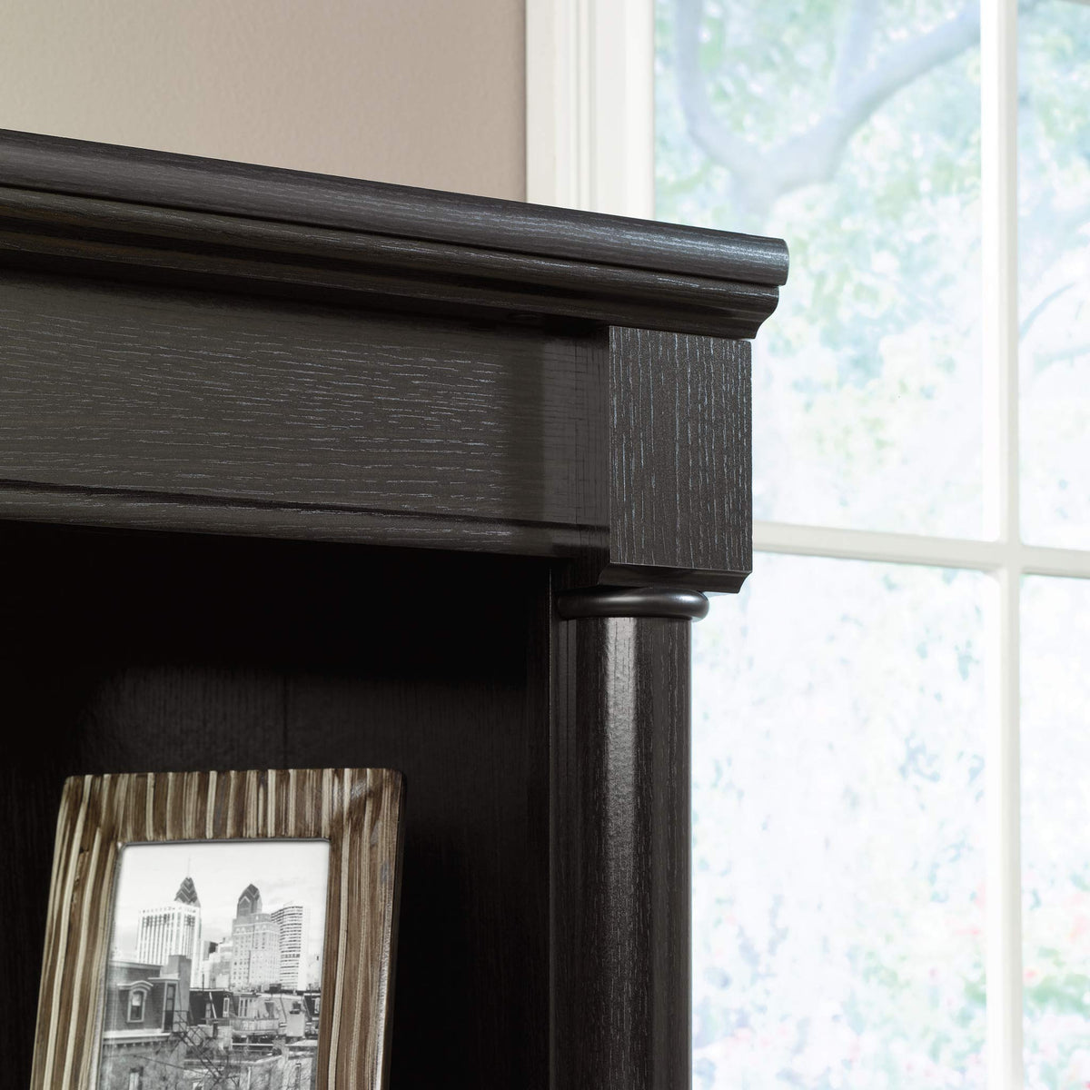 Sauder Palladia Book Shelf, Bookshelf with Storage, Library Bookcase with Doors and Adjustable Shelves, in Wind Oak Finish