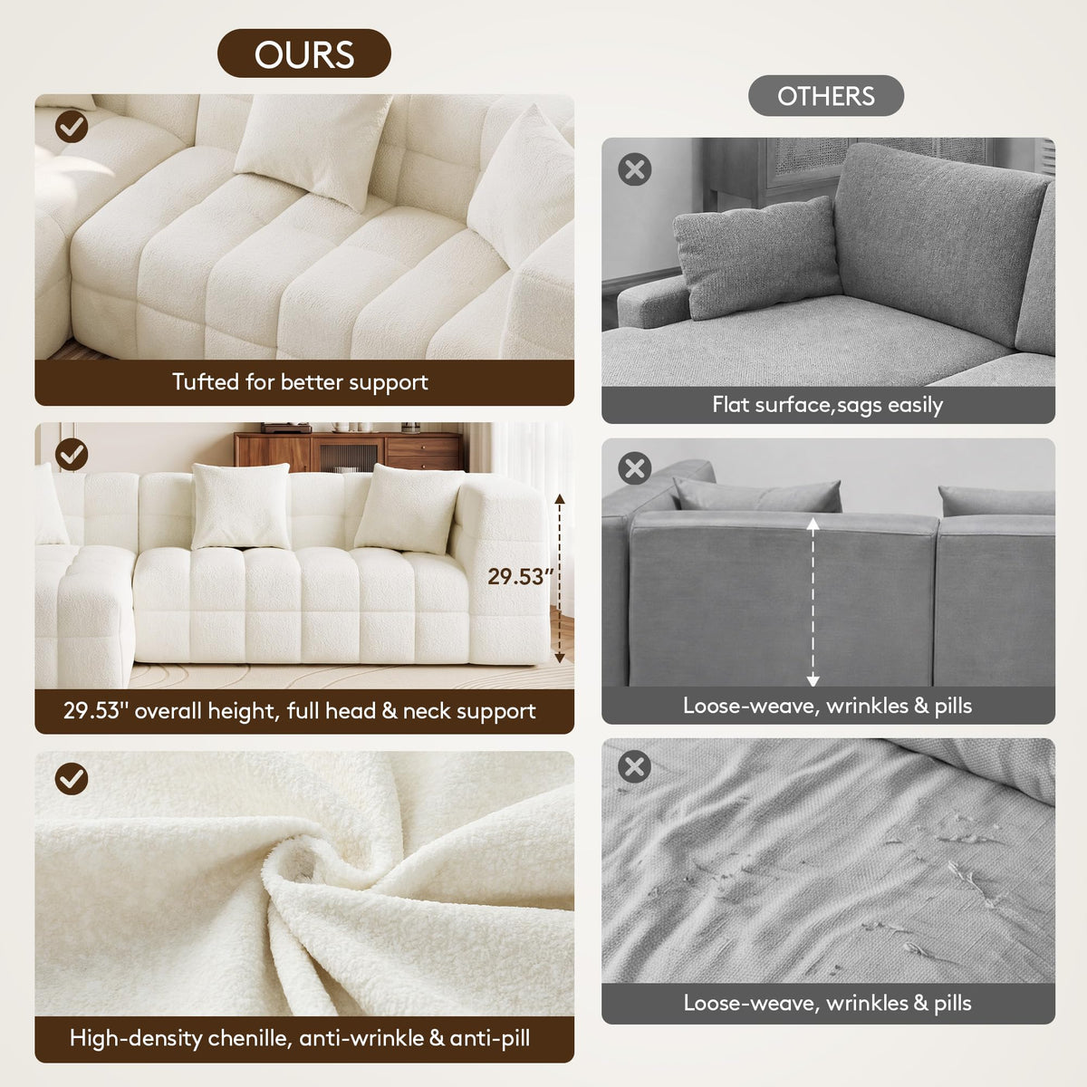 Chenille Modular Sectional Sofa with Chaise