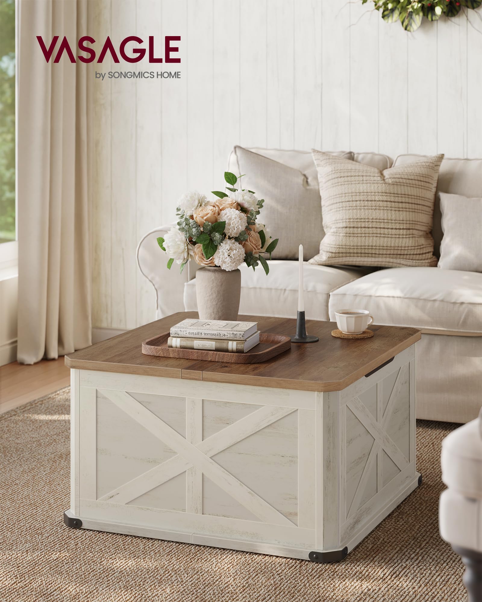 Farmhouse Lift-Top Coffee Table with Hidden Storage